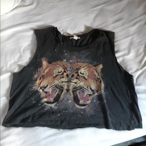 Graphic Forever 21 Cropped Gray Muscle Tee